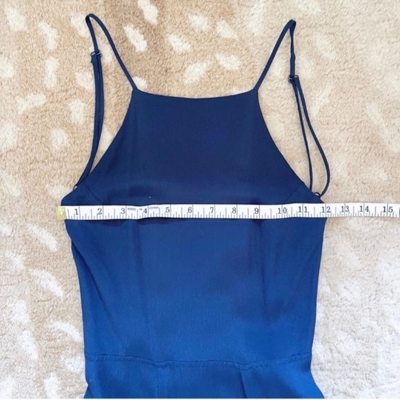 Reformation Noelle Dress Backless Halter Flowing Maxi Dress In Navy Blue Size XS - Picture 8 of 14